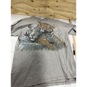 Vtg 90s White/orange Tiger T Shirt Nature Wildlife Art Delta Made USA size XL